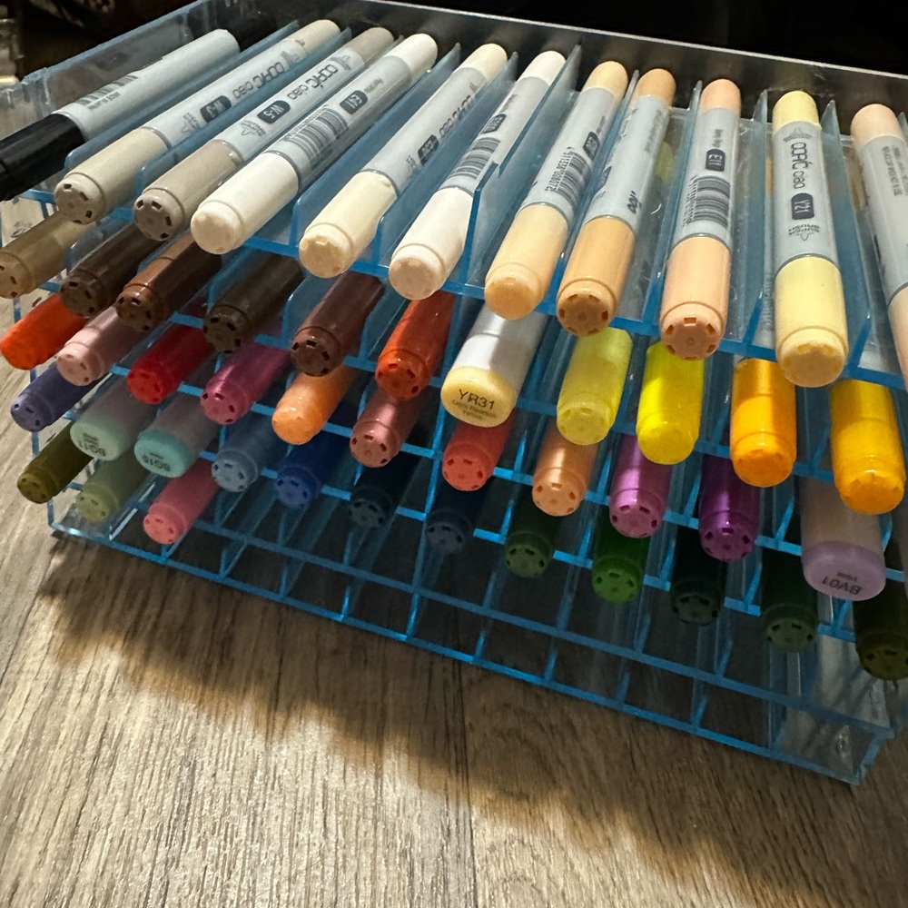 51 Barely used Copic Markers + Acrylic display and Marker Paper